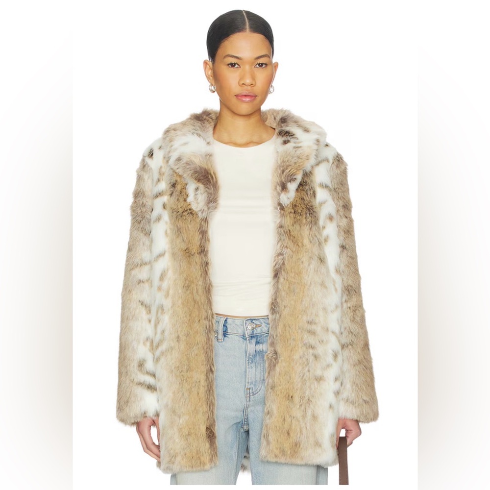 MAJORELLE Tatiana Faux Fur Coat in Arctic Fox